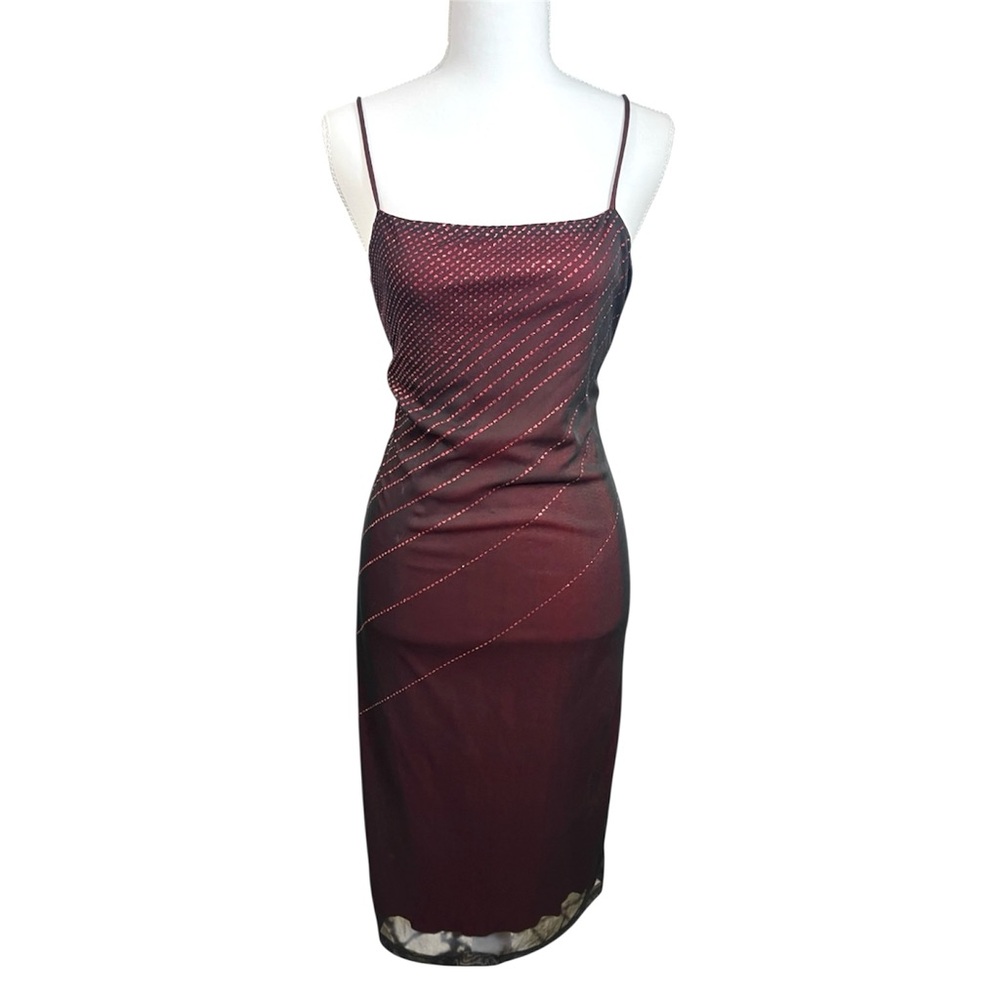 Vintage Y2K RAG Black Red Midi Dress Whimsigoth Witchy Goth Grunge‎ Dark Fairy